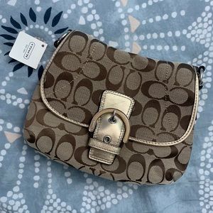 NWT Coach Gold/Khaki soho bag w/crossbody strap